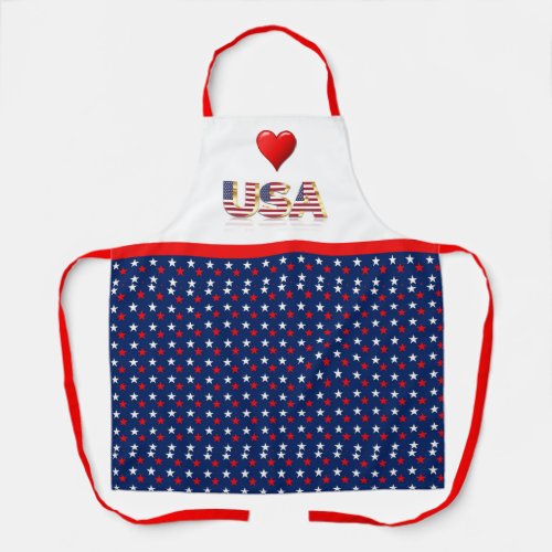 Red White Blue Patriotic USA 4th of July  Apron