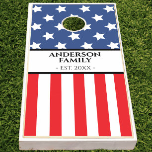 Red White & Blue Patriotic USA American Flag Cornhole Set