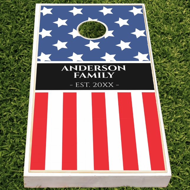 Red White & Blue Patriotic USA American Flag Cornhole Set (USA American flag cornhole set)