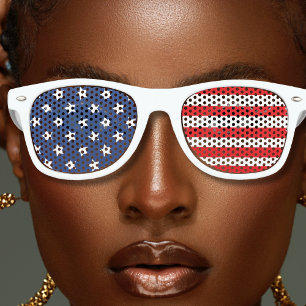 Red White & Blue Patriotic USA American Flag Retro Sunglasses