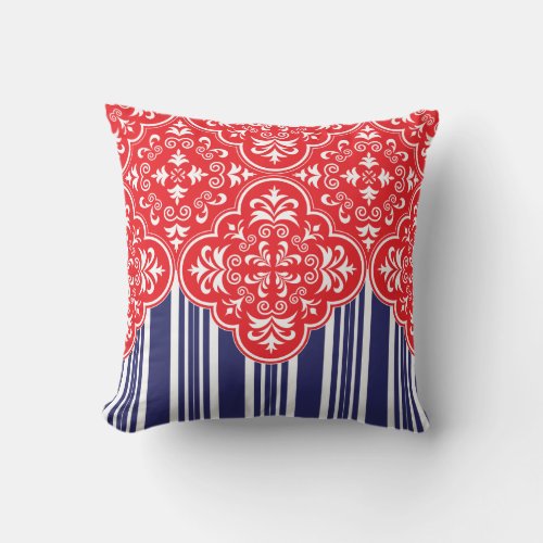 Red White Blue Pattern Decorative Throw Pillows