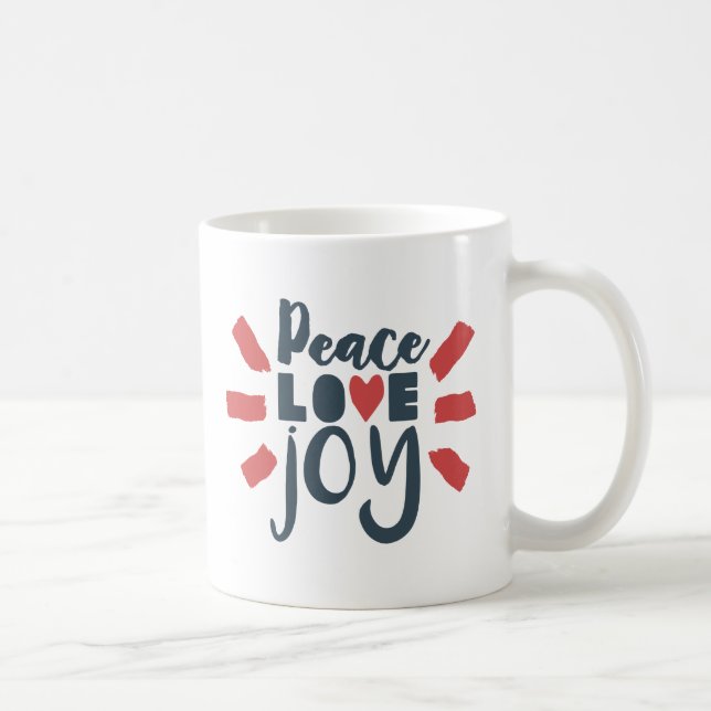 Red White Blue Peace Love Joy Gift Mug (Right)