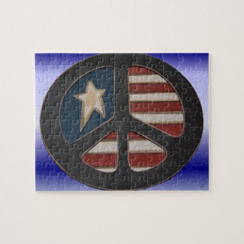 Red White Blue Peace _ Puzzle 