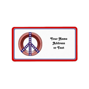 Red White & Blue Peace Sign Label