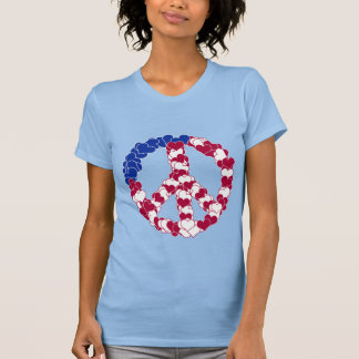 Red White & Blue Peace Sign with Hearts T-Shirt