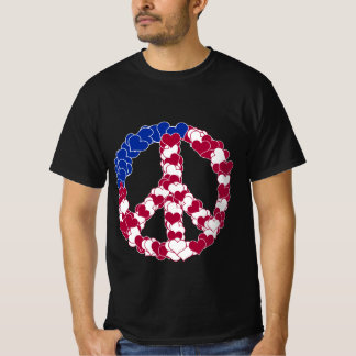 Red White & Blue Peace Sign with Hearts T-Shirt