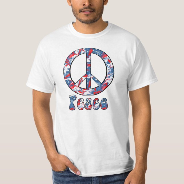 Red, White & Blue Peace T-Shirt (Front)