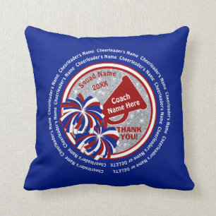 Red, White, Blue Personalized Cheer Coach Presents Throw Pillow