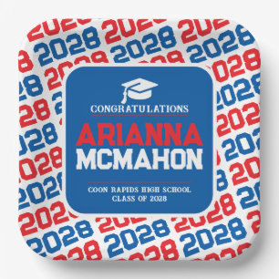 Red, White & Blue Personalized Graduation Pape Paper Plates