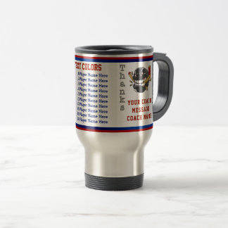 Red, White, Blue Personalized Hockey Coach Gifts Travel Mug