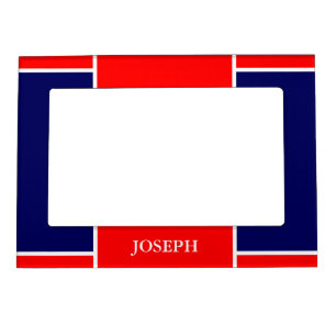 Red White Blue Personalized Name Geometric Magnetic Frame