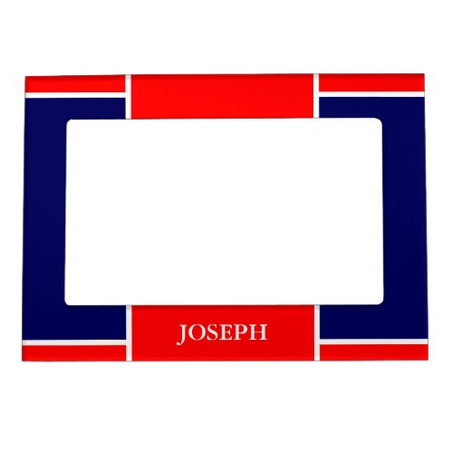 Red White Blue Personalized Name Geometric Magnetic Frame