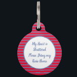 Red, White, & Blue Personalized Pet Pet ID Tag<br><div class="desc">Customizable striped pattern in red, white, and periwinkle blue, with room for personalized text you won't find on standard pet ID tags. Looks beautiful on! On the front- Personalize your pet's name in the message. OR, you can edit the text to reflect any information you might want a finder to...</div>
