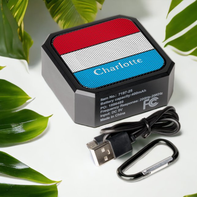 Red White Blue Personalized Three Block Bluetooth Speaker (Personalized Bluetooth speaker in red white and blue from Ricaso )