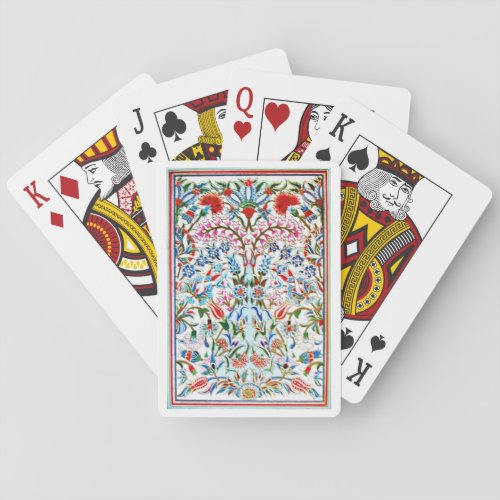 RED WHITE BLUE PINK ORIENTAL FLOWERS DAMASK  PLAYING CARDS