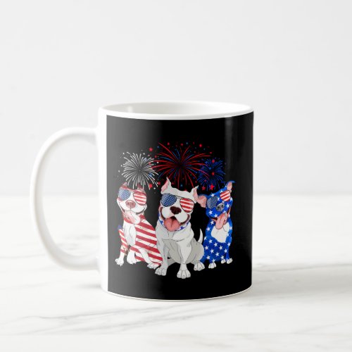 Red White Blue Pitbull Mom Dad American Us Flag 4T Coffee Mug