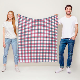Red White Blue plaid Fleece Blanket