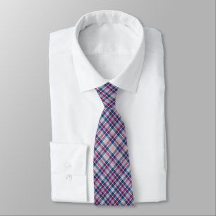 Red White Blue Plaid Pattern Classic Neck Tie