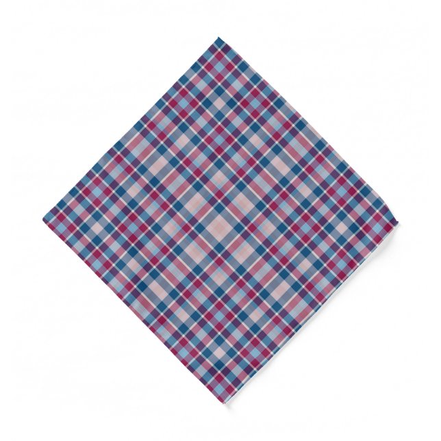 Red White Blue Plaid Pattern Classic Pocket Square Bandana (Front)