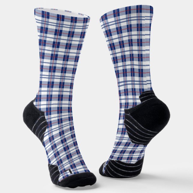 Red, White & Blue Plaid Socks (Angled)