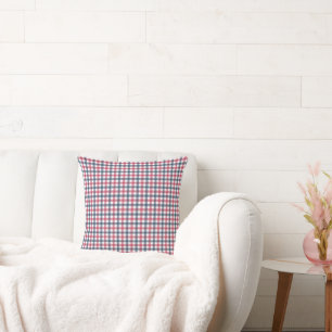 Red White Blue plaid Throw Pillow
