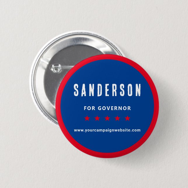 Red White Blue Political Election Campaign Name Button (Front & Back)