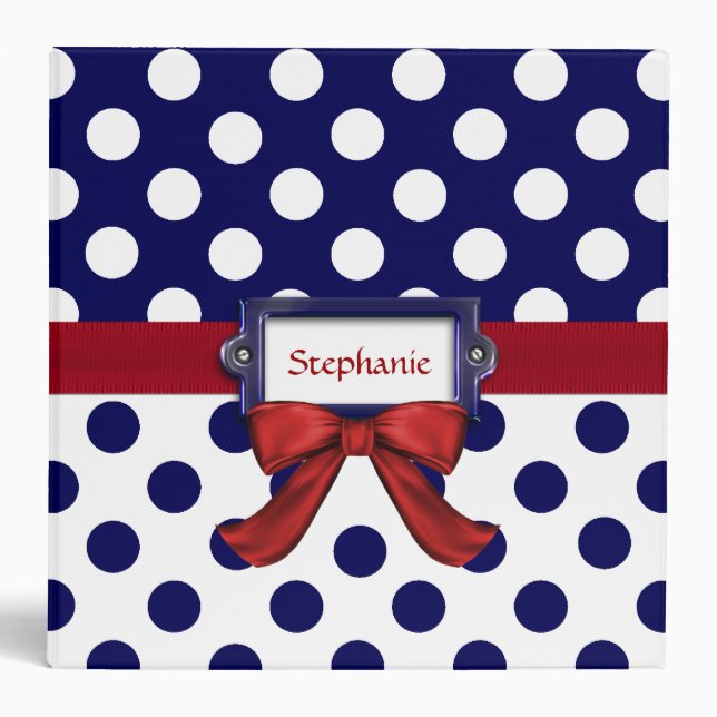Red, White, & Blue Polka Dot Custom Binder (Front)