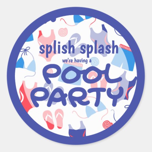 Red White Blue Pool Party Envelope Seal