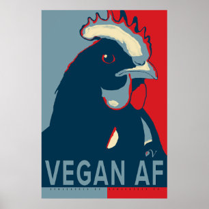 Red White Blue Pop Art Chicken Poster - Vegan AF