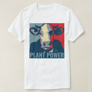 Red White Blue Pop Art Cow Tshirt Plant Power