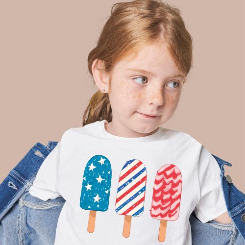 Red White Blue Popsicle Independence Day Patriotic T_Shirt