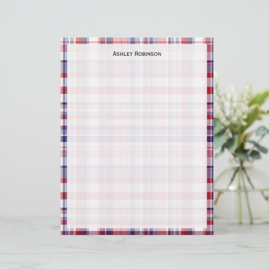 Red, White, Blue Preppy Madras Plaid (Standing Front)