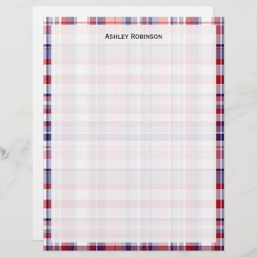 Red, White, Blue Preppy Madras Plaid (Front/Back)