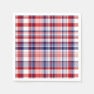 Red, White, Blue Preppy Madras Plaid Napkins