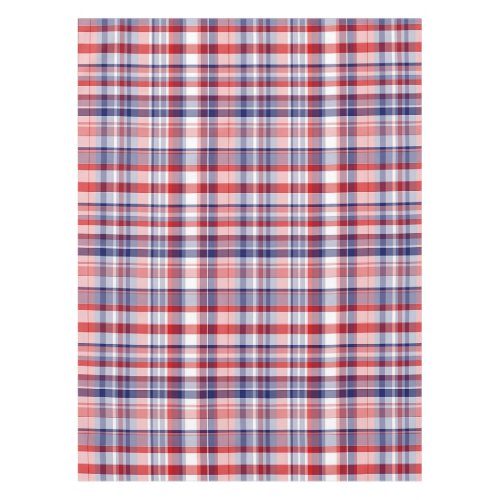 Red White Blue Preppy Madras Plaid Tablecloth