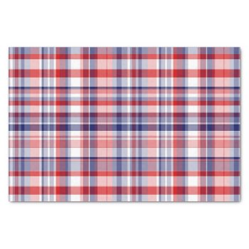Red  White  Blue Preppy Madras Plaid Tissue Paper by FantabulousPatterns at Zazzle