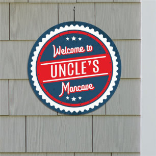 Red White & Blue PVC Mancave Welcome Wall Sign