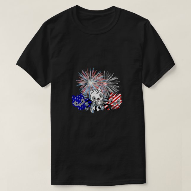 Red White Blue Raccoon Fireworks 4th Of July Shirt (Design Front)