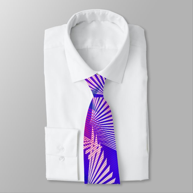 Red White Blue Radiate 35 Neck Tie (Tied)