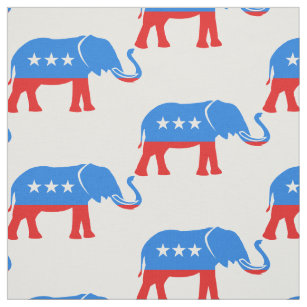 Red White Blue Republican Elephant Patriotic Fabric