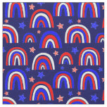 Red White Blue Retro Rainbow  Fabric