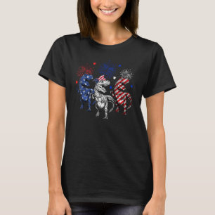 Red White Blue Rex Dinosaur Firework 4th Of July B T-Shirt