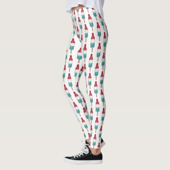 Red White Blue Rocket Pop Popsicle Patriotic Usa Leggings by rebeccaheartsny at Zazzle
