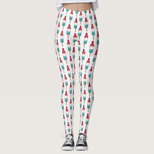 Red White Blue Rocket Pop Popsicle Patriotic USA Leggings | Zazzle