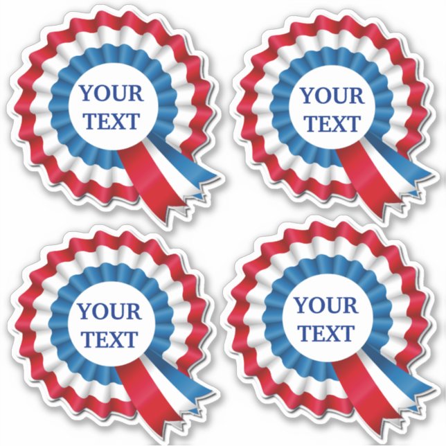Red White & Blue Rosette Contour Sticker (Front)