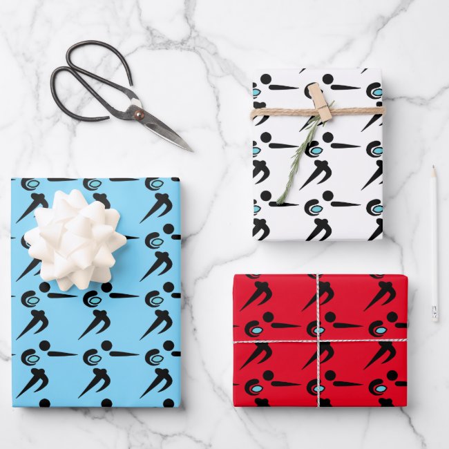 Red White Blue Rugby Player Wrapping Paper Set