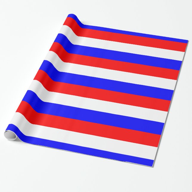 Red White Blue - Russia Flag Wrapping Paper (Unrolled)