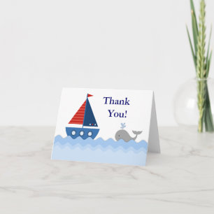 Red White Blue Sailboat Thank You Cards