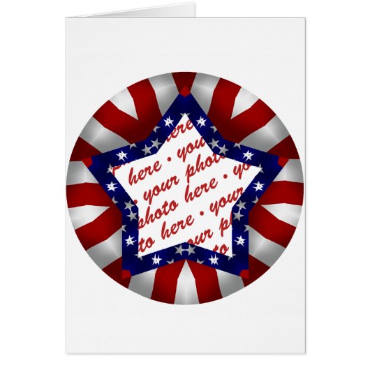 Red White & Blue Satin Star Photo Frame Cards (Front)