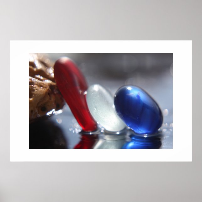 Red White & Blue Sea Glass Poster (Front)